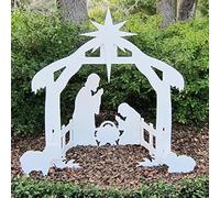 SMEXXY Holy Night Set Presepe Natalizio da Esterno, Set Presepe in Plastica Bianca, Decorazione Natalizia, 49,8 x 43,9 x 26,9 cm