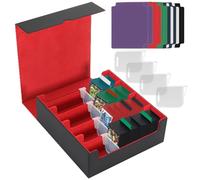 Smgbway Scatola Porta Carte per MTG Carte, 4 Righe Deck Box con 12 divisori colorati, capacità di 3000+ TCG Carte, Magnetic Flip Deck Box, Box Porta Mazzo Carte per Carte TCG CCG (blackred)