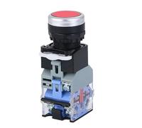 SMGLRUEAT 22mm LA38-11D/11DS Sliver Push Button Switch with Light on/Off Momentary/Latching220V 24V LED Indicators Self-Locking(Red,220V)
