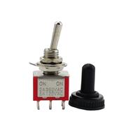 SMGLRUEAT 5pcs MTS-202 203 Red Toggle Switch 5A 125VAC on on SPDT 6mm Switch DPDT on Off on Waterproof Cap(MST-202 with Cap)
