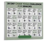 SMGLRUEAT Chair Yoga Exercise Chart 28 Day Program Poster for Home Workout Wall Decor and Flexibility Training(Unframed,16x24inch(40x60cm))