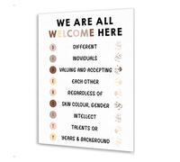 SMGLRUEAT Inclusive Classroom Wall Art, Diversity Equity Inclusion Poster, “All Are Welcome” Canvas Print for School, Therapy Office(Unframed,08x12inch(20x30cm))