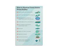 SMGLRUEAT Laundry Stain Removal Poster Vomit Care Chart | Housekeeping wall reference mapping rinse soak enzyme wash and odor neutralizer steps(Unframed,12X18inch(30X45cm))