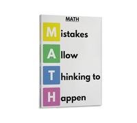 SMGLRUEAT Math Teacher Classroom Sign, Mistakes Allow Thinking to Happen Poster, Educational & Motivational Decor for Students, Back to School(Unframed,08x12inch(20x30cm))