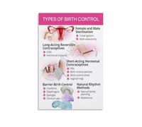 SMGLRUEAT Modern Contraception Art Print, Birth Control Awareness Wall Decor, Feminist & Empowering Poster for Living Room, Bedroom, Office(Framed,12x18inch(30x45cm))