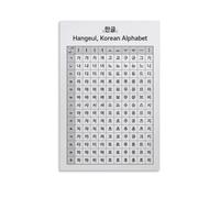 SMGLRUEAT Modern Hangul Art Print - Korean Alphabet Chart on Canvas, Minimalist Wall Decor for Living Room, Office & Asian Modern Home Aesthetic(Framed,16x24inch(40x60cm))