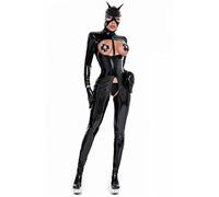 SMGZC Da donna Sexy Effetto bagnato tuta PVC lucido lattice Pelle tuta Body, cavallo aperto, Mascherine, guanti, calzini (3XL)