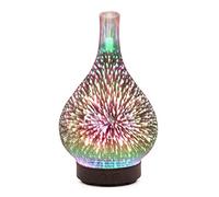 SMGZC Diffusore di Olio Essenziale in Vetro Fuochi d'artificio 3D | Ultrasonic Umidificatore Aroma Essential Oil Diffuser | Lampade aromatiche 7 LED Che cambiano Colore (Dark Color)