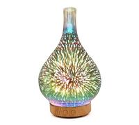 SMGZC Diffusore di Olio Essenziale in Vetro Fuochi d'artificio 3D | Ultrasonic Umidificatore Aroma Essential Oil Diffuser | Lampade aromatiche 7 LED Che cambiano Colore (Light Color)