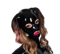 SMGZC Lattice Testa Coperchio Con Foro dei capelli,Nero Lattice Maschere Viso,Maschera di lattice La Testa Cappuccio in Gomma Latex Mask (S)