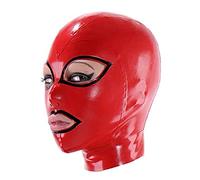 SMGZC Lattice Testa Coperchio,rosso lattice maschere viso Latex maschera per la testa Cappuccio in latex per Cosplay Party Club (L)