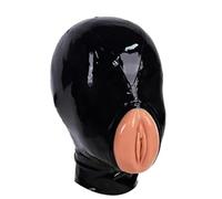 SMGZC Lattice Testa Coperchio Sexy Gomma Maschere Viso Cosplay Maschera per la Testa,Cappuccio in Latex per Giochi Party gioco di ruolo (Nero,XL)