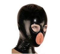 SMGZC Lattice Testa Coperchio Sexy Gomma Maschere Viso Cosplay Maschera per la Testa,Cappuccio in Latex per Giochi Party gioco di ruolo (Nero,S)