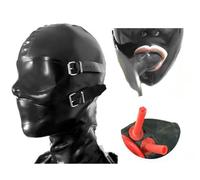 SMGZC Maschera di lattice,Cappuccio in Gomma Lattice Testa Coperchio Cosplay Latex Mask Lattice maschere viso con bocca tappo,tubo naso (M)