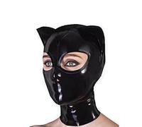SMGZC Maschera di Lattice,Nero Cappuccio in Gomma Lattice Testa Coperchio Latex Mask Lattice Maschere Viso per Cosplay Party Club (M)