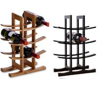 SMH LINE® Portabottiglie in bambù per 12 bottiglie di vino, 4 livelli, sdraiato, sistema modulare, supporto per bottiglie (nero)