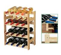 SMH LINE® Scaffale per bottiglie di vino, 16 bottiglie, stabile legno di pino