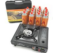 SMHLINE Fornello da campeggio a gas con 20 cartucce di gas da 227 g, butano gas da campeggio, per esterni, 1 luce, accensione piezoelettrica