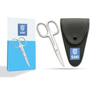 SMI - 9,5 cm Forbicine per unghie mancino curva, forbicine per unghie piccole di precisione mano piede acciaio inossidabile, con custodia