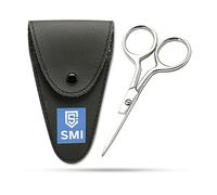 SMI - Forbici per barba baffi, sopracciglia orecchio forbici per capelli professionale per uomo, piccole forbici punta di precisione, con custodia