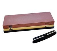 SMI Pietra Affilacoltelli Pietra per Affilare Coltelli Grana 2000/5000 - Pietra per Affilare, Coltello da Cucina Cote Whetstone con base in silicone e guida angolare