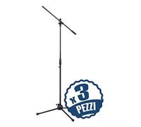 SMICS-60-BK Asta per Microfono a Giraffa con Base Treppiedi - Regolabile - Colore Nero (Set di 3 Aste Microfoniche)