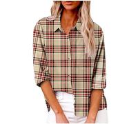 SMIDOW Camicia da donna in cotone e lino con bottoni, S
