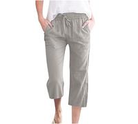 SMIDOW Pantaloni Capri da donna Casual 2023 Pantaloni corti a vita alta con elastico con coulisse estiva, #05 Grigio, M
