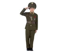 Smiffys Costume Ufficiale dell'esercito, Verde, con giacca, cintura, pantaloni, cappello, camicia finta e cravatta Halloween