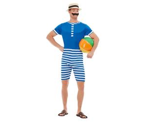 Smiffys 20s Bathing Suit Costume, Blue & White (Size L)