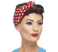 Donna 40s Rosie Casalinga Wig & Rosso a Pois Copricapo Guerra Retro Vintage