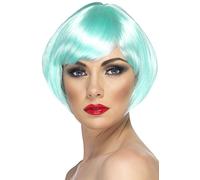 Smiffy's 42043 - Breve Bob Modella Parrucca Aqua con Frangia, Taglia Unica