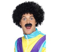 80s 1980s 80's Scouser Costume Parrucca & Autoadesivo Baffi Set Nuovo da Smiffys