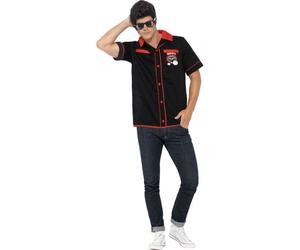 Smiffys 50s Bowling Shirt, Black (Size M)