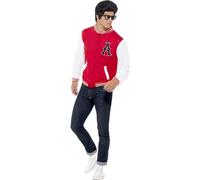 Smiffys 50s College Jock Letterman Jacket, Red (Size L)
