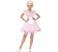 Costume Da Cameriera Anni '50 Rosa Per Donne Abito Elegante Grease Rock And Roll