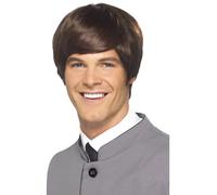 Smiffys 60s Beatles Wig Marrone Uomo Mod Retrò Parrucca Accessorio