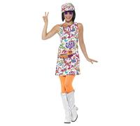 Adulto Retrò Mod 60s 70s Groovy Ragazza Costume da Hippy Donna Costume