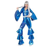 SMIFFYS Costume Dancing Dream anni '70, blu, include tuta allacciata