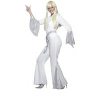 Smiffys 70s Disco Lady Costume, White (Size M)