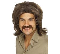 Smiffys 70s Retro Wig, Brown