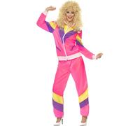 Smiffys 80s Height of Fashion Shell Suit Costume, Pink (Size M)