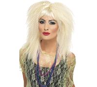 Parrucca Crimp Bionda Per Donne Anni '80 Accessorio Per Costume Nuovo