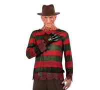 SMIFFYS A Nightmare On Elm Street, costume Freddy Krueger, Top stampato, guanti e cappello
