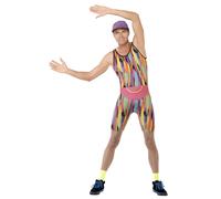 Smiffy's Costume Istruttore di aerobica multicolore con tuta, cappello e marsupio - Taglia L