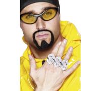 SMIFFYS Anello da Rapper con dollaro 3 in 1, argento Halloween