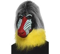 Smiffys Baboon Mask Maschera Sopra la Testa Ghiaccio Grigia In Lattice