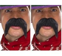 SMIFFYS Baffi da gringo grandi e folti, Nero Halloween, Carnevale (Confezione da 2)