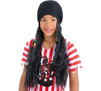 Smiffys Bandana pirata, nera, con capelli