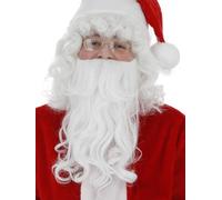 Smiffys Barba di Babbo Natale, Bianco, 38cm / 15in, Deluxe Halloween